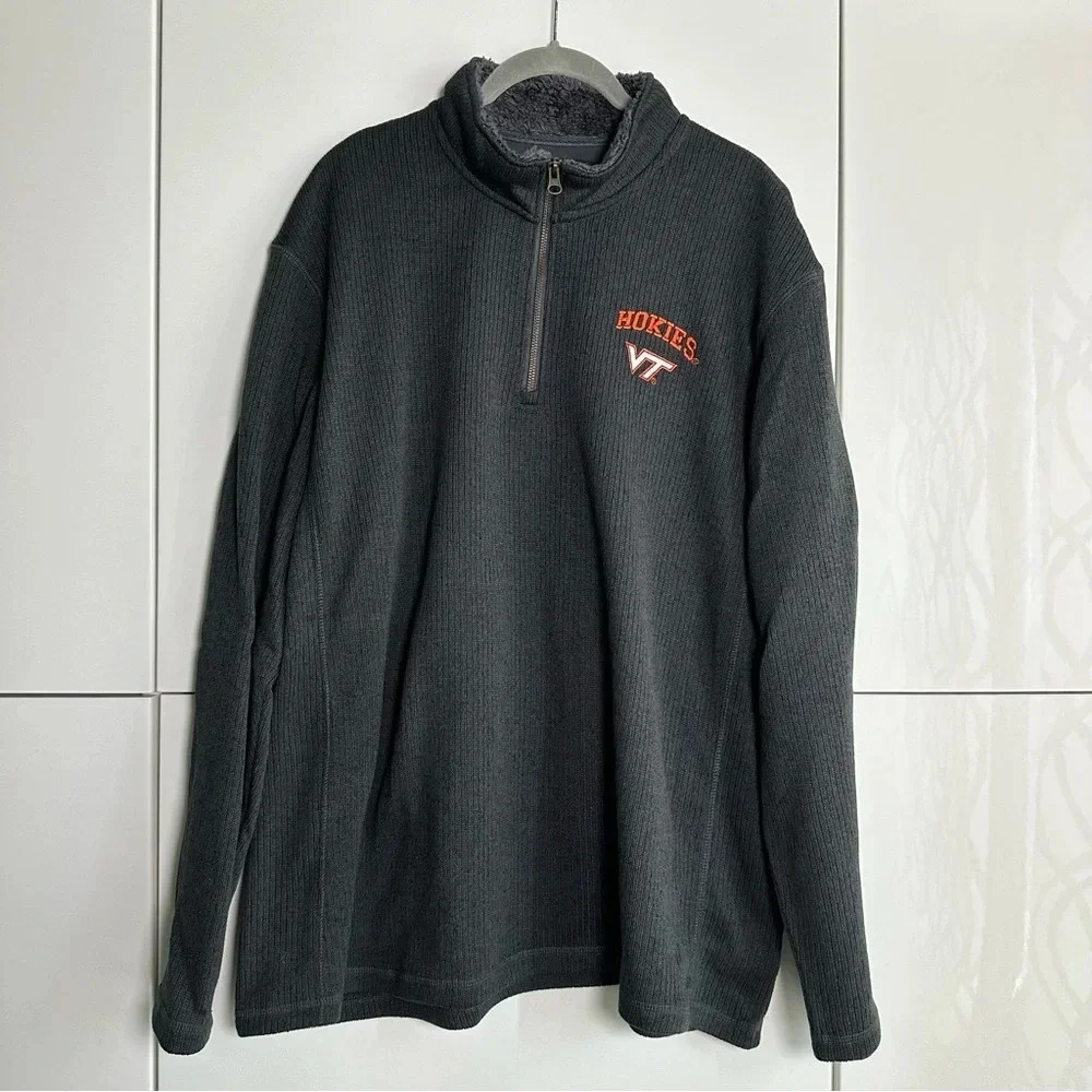 Mens Champion Virginia Tech 1/4 Zip Knit Pullover Embroidered Black Size XXL